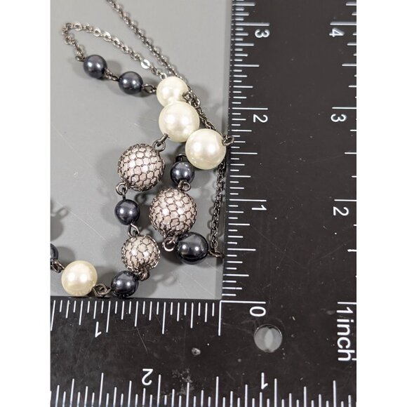 Rachel Roy Faux Pearl Necklace Long Chain Station Gray Metallic Whimsigoth 32 in - Picture 8 of 8
